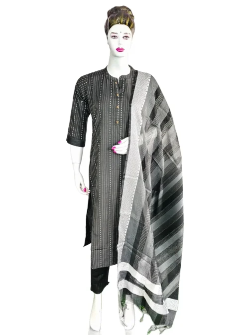 Black color collar neck 3 pcs kurti set