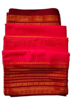 Semi mysore silk saree light red with rich border premium