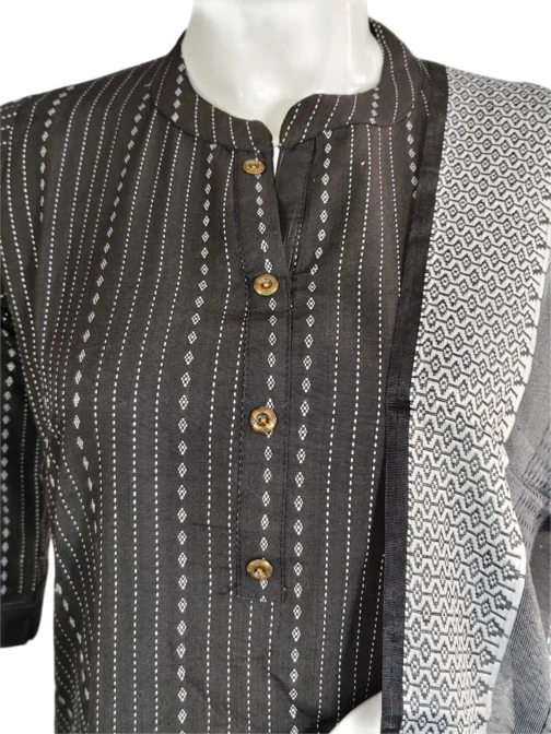 Black color collar neck 3 pcs kurti set - Image 4