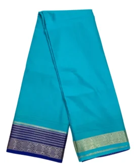 Semi mysore silk saree sky blue color with royal blue border