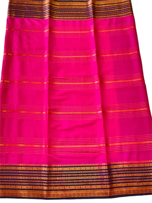 Semi mysore silk saree rani pink with rich border premium - Image 4