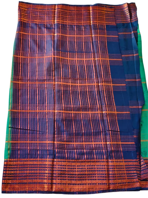 Semi mysore silk saree green with rich border premium - Image 3
