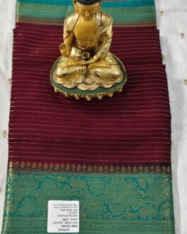 MAROON COLOUR MYSORE VISCOSE SAREE GREEN BORDER