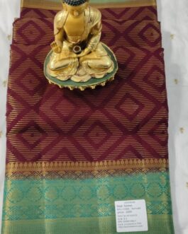 MYSORE VISCOSE SAREE DARK MAROON COLOUR WITH GREEN BORDER