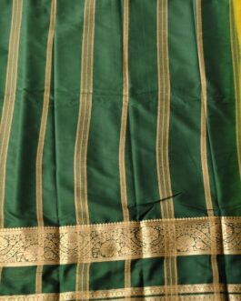 SEMI MYSORE SILK SAREE FLOWER DESIGN BIG BORDER