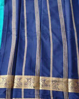 SEMI MYSORE SILK SAREE FLOWER DESIGN BIG BORDER