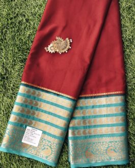 SEMI MYSORE SILK SAREE FLOWER DESIGN BIG BORDER