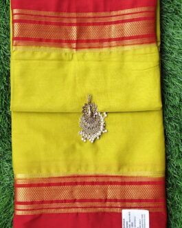 SEMI MYSORE SILK SAREE CONTRAST BORDER.