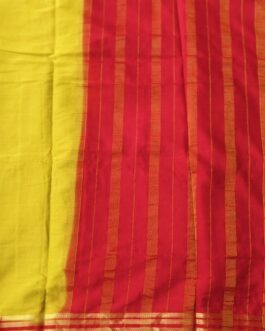 SEMI MYSORE SILK SAREE CONTRAST BORDER.