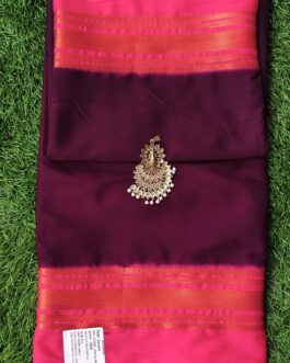SEMI MYSORE SILK SAREE CONTRAST BORDER.