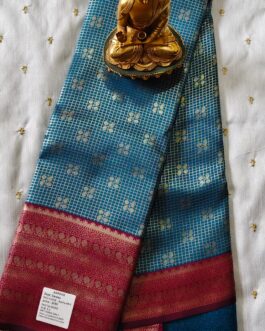 Banarasi silk saree checks design rich border