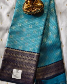 Banarasi silk saree checks design rich border