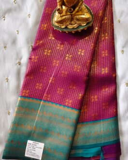 Banarasi silk saree checks design rich border